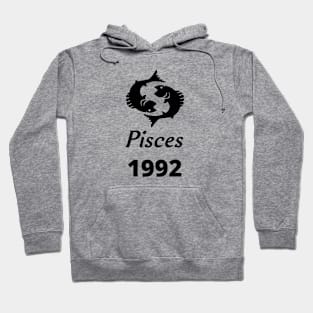 Black Zodiac Birthday Pisces 1992 Hoodie